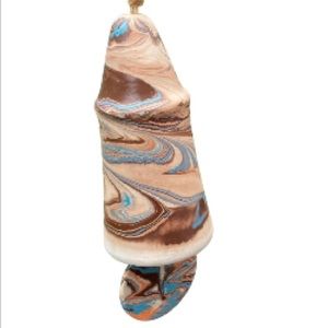 Folk Art Swirl Pottery Wind Chime Garden Decor Southwestern 7.5" T x 4" W